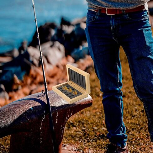 INOOMP 3 قطع صندوق أدوات صيد السمك منظم لطعم الصيد، منظم أدوات صيد الذبابة، منظم أدوات صيد الأسماك، علبة طعم صيد السمك، معدات صيد خشبية من الخيزران in Kuwait