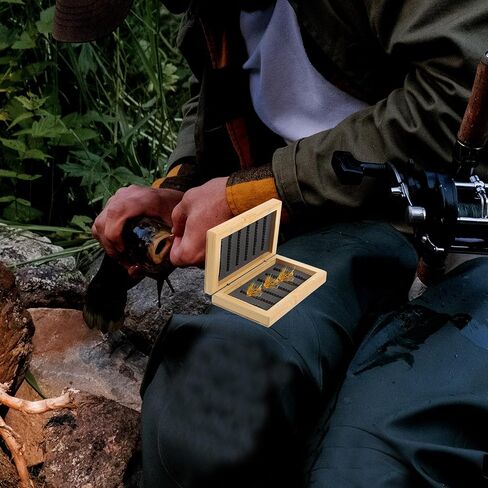 INOOMP 3 قطع صندوق أدوات صيد السمك منظم لطعم الصيد، منظم أدوات صيد الذبابة، منظم أدوات صيد الأسماك، علبة طعم صيد السمك، معدات صيد خشبية من الخيزران in Kuwait