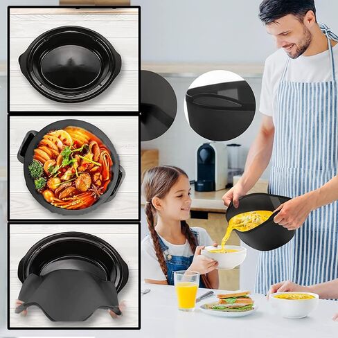 بطانات وعاء الفخار من السيليكون، بطانة طباخ بطيء تناسب الفخار 7-8 كوارت، بطانة وعاء الفخار قابلة لإعادة الاستخدام، خالية من البيسفينول أ، سهلة التنظيف أو مقاومة للتسرب، بطانة طبخ آمنة للاستخدام في غسالة الأطباق (أسود) in Saudi Arabia