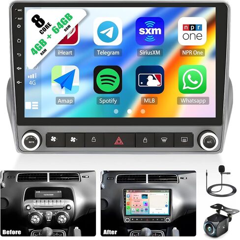 [4+64G]8-Core Android 13 Car Stereo for Chevrolet Chevy Camaro 2010-2015 with Wireless Carplay&Android Auto,9 Inch Car Radio with Mirror Link Bluetooth FM/RDS WiFi GPS Navigation SWC+AHD Backup Camera in Saudi Arabia