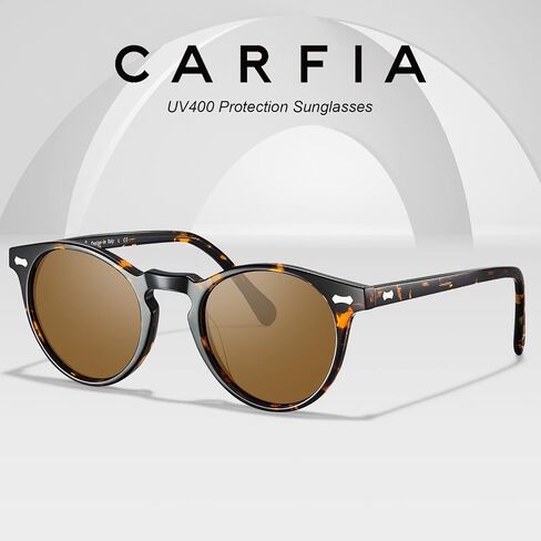 Carfia Vintage Polarized Sunglasses for Men UV400 Protection Retro Fashion Eyewear Hand-crafted Acetate Frame CA5288L in Saudi Arabia
