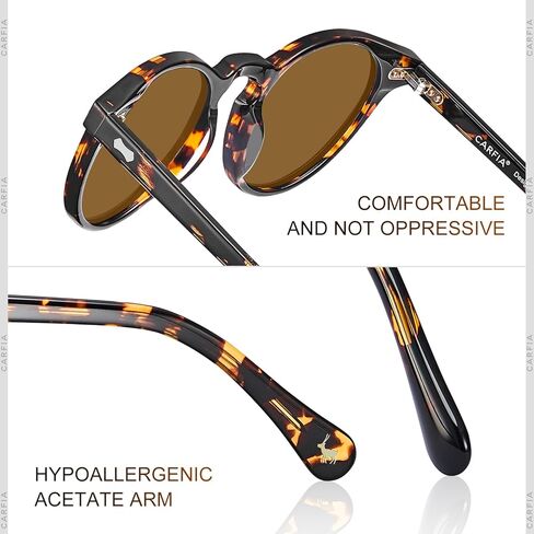 Carfia Vintage Polarized Sunglasses for Men UV400 Protection Retro Fashion Eyewear Hand-crafted Acetate Frame CA5288L in Saudi Arabia