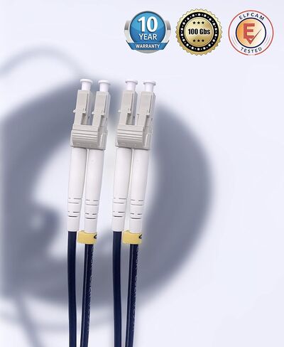 Elfcam® - 40m/131.2ft Outdoor and Indoor Shielded Armored Fiber Optic Cable LC/UPC to LC/UPC OM3 Multimode Duplex 50/125μm LSZH, Black (40M) in Kuwait