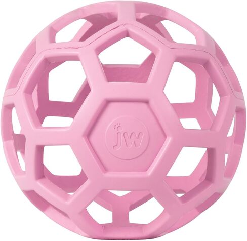 JW Pet HOL-ee Roller™, Dog Toy Puzzle Ball, Natural Rubber, Medium (4.5" Inch Diameter), Pink in Kuwait