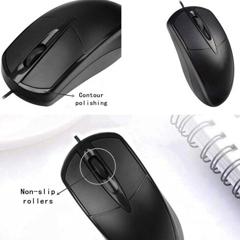 ماوس مريح سلكي، ماوس كمبيوتر سلكي USB، كمبيوتر محمول سطح المكتب وماوس المنزل والمكتب، ماوس مريح، ماوس بصري سلكي USB مصنوع من مادة ممتازة - أسود in Saudi Arabia