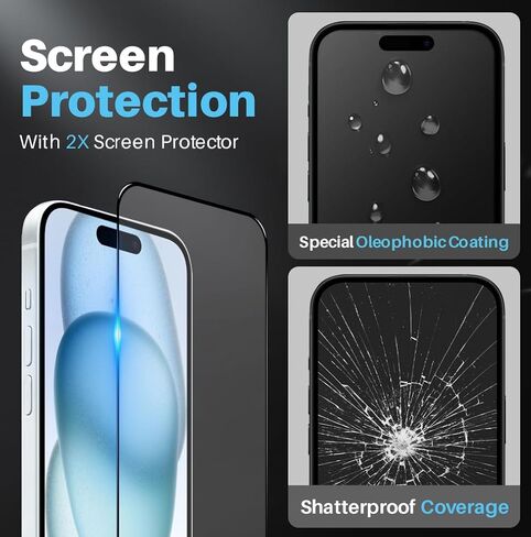 حافظة مغناطيسية 5 في 1 لهاتف iPhone 15 شفافة، مع واقي شاشة من الزجاج المقوى 2X وغطاء واقي لعدسة الكاميرا [متوافق مع MagSafe] in Saudi Arabia