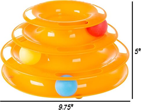 برج كرة دوارة تفاعلي للقطط من بيت ميكر - مسار دائري ذو 3 مستويات مع كرات دوارة للقطط والقطط الصغيرة للتمرين النشط واللعب in Kuwait