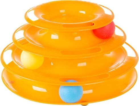 برج كرة دوارة تفاعلي للقطط من بيت ميكر - مسار دائري ذو 3 مستويات مع كرات دوارة للقطط والقطط الصغيرة للتمرين النشط واللعب in Kuwait