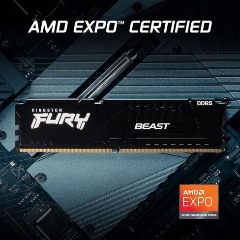 ذاكرة سطح المكتب كينجستون فيوري بيست 32 جيجابايت 6400MT/s DDR5 CL32 | معرض AMD | التوصيل والتشغيل | وحدة واحدة | KF564C32BBE-32 in Saudi Arabia
