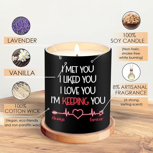 TEEZWONDER Couple Gifts for Men, Women - Anniversary, Christmas, Valentines Day, Birthday Gifts for Him, Her, Boyfriend, Girlfriend, Husband, Wife Gifts - Vanilla Lavender Scented Candles 10 oz in Kuwait