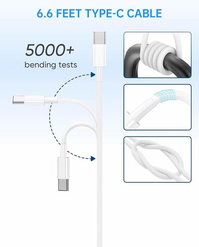 شاحن طويل للغاية لهاتف iPhone 15 16 بطول 6.6 قدم مع كتلة شاحن USB C بقدرة 20 وات، شاحن حائط سريع محمول لـ 15/15 Pro/Pro Max/iPad Pro AirPods/Samsung والمزيد in Saudi Arabia