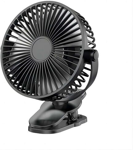 Compact Clip on Fan Battery Operated, 5000mAh 6 Inches Portable Personal Fan for Outdoors, Baby Stroller,Car Seat,Gym - Black in Kuwait