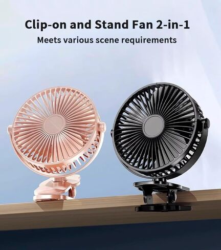 Compact Clip on Fan Battery Operated, 5000mAh 6 Inches Portable Personal Fan for Outdoors, Baby Stroller,Car Seat,Gym - Black in Kuwait