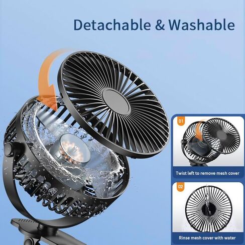 Compact Clip on Fan Battery Operated, 5000mAh 6 Inches Portable Personal Fan for Outdoors, Baby Stroller,Car Seat,Gym - Black in Kuwait