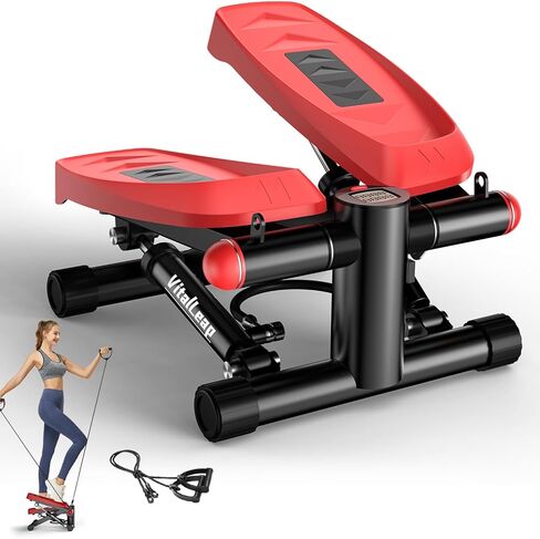 Steppers for Exercise, Air-Powered Mini Steppers with Resistance Bands for Home Fitness, 330LBS Loading Upgraded Stair Steppers, 10DB Super Quiet Fitness Steppers with LCD Monitor in Saudi Arabia