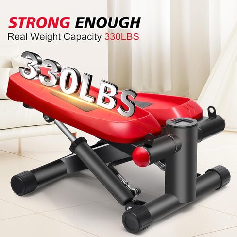 Steppers for Exercise, Air-Powered Mini Steppers with Resistance Bands for Home Fitness, 330LBS Loading Upgraded Stair Steppers, 10DB Super Quiet Fitness Steppers with LCD Monitor in Saudi Arabia