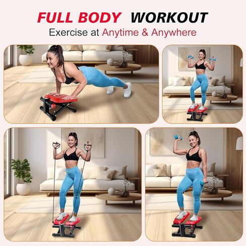Steppers for Exercise, Air-Powered Mini Steppers with Resistance Bands for Home Fitness, 330LBS Loading Upgraded Stair Steppers, 10DB Super Quiet Fitness Steppers with LCD Monitor in Saudi Arabia