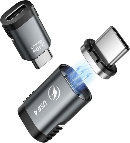 2 حزمة USB C محول مغناطيسي 240 واط، 24 دبوس 90 درجة محول USB C مغناطيسي مع PD شحن سريع USB4 40 جيجابت في الثانية 8K 60 هرتز فيديو متوافق مع Thunderbolt 3/4، MacBook Pro/Air/، PS5 PSVR2 in Saudi Arabia