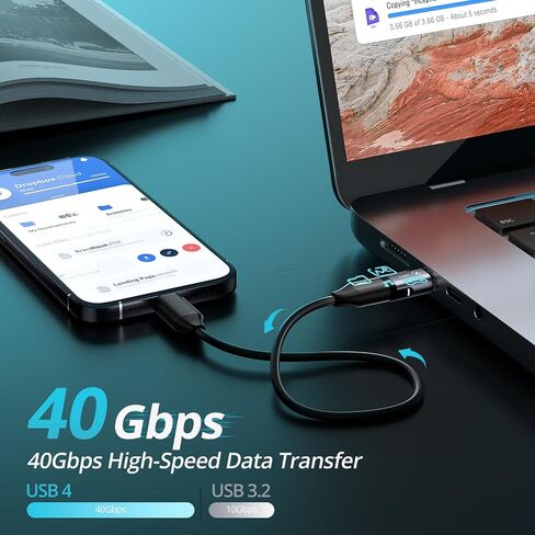 2 حزمة USB C محول مغناطيسي 240 واط، 24 دبوس 90 درجة محول USB C مغناطيسي مع PD شحن سريع USB4 40 جيجابت في الثانية 8K 60 هرتز فيديو متوافق مع Thunderbolt 3/4، MacBook Pro/Air/، PS5 PSVR2 in Saudi Arabia