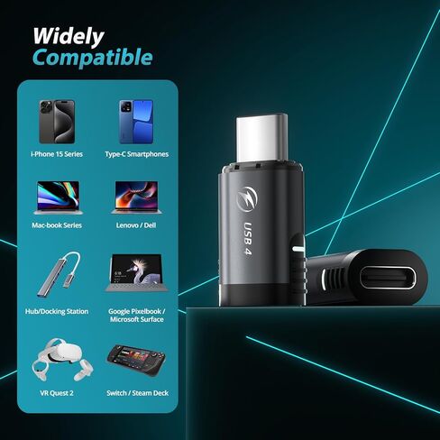 2 حزمة USB C محول مغناطيسي 240 واط، 24 دبوس 90 درجة محول USB C مغناطيسي مع PD شحن سريع USB4 40 جيجابت في الثانية 8K 60 هرتز فيديو متوافق مع Thunderbolt 3/4، MacBook Pro/Air/، PS5 PSVR2 in Saudi Arabia