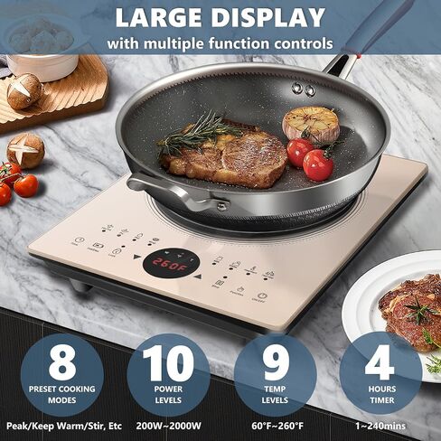 Single Burner Induction Cooktop, 2000W Portable Electric Stove for Cooking, Induction Cooker with Silent Control Function, 110V Plug in Electric Hot Plate for Induction-ready Cookware in Saudi Arabia