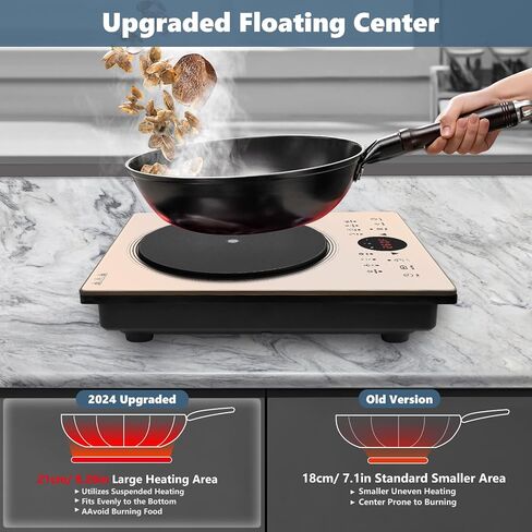 Single Burner Induction Cooktop, 2000W Portable Electric Stove for Cooking, Induction Cooker with Silent Control Function, 110V Plug in Electric Hot Plate for Induction-ready Cookware in Saudi Arabia