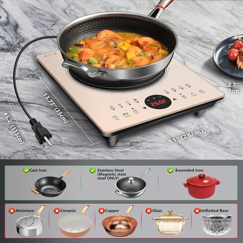 Single Burner Induction Cooktop, 2000W Portable Electric Stove for Cooking, Induction Cooker with Silent Control Function, 110V Plug in Electric Hot Plate for Induction-ready Cookware in Saudi Arabia