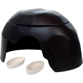 Reptile Hideout Cave Box with 2 Ceramic Sinks Fit for Snakes Lizards Chameleons Tree Frogs Geckos Small Tortoises and Other Small Reptiles (Coffee)