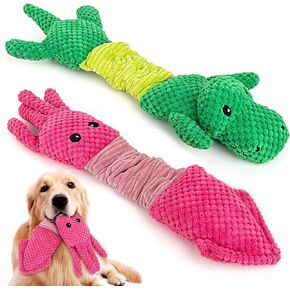 Squeaky Dog Toys, 2 Pack Dog Toys for Large Dogs, Plush Dog Chew Toys for Medium, Small Dogs, Interactive Dog Toys to Keep Them Busy