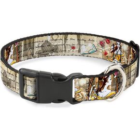 Buckle-Down Breakaway Cat Collar - Belle Sketch Poses/Story Script - 1/2" Wide - Fits 8-12" Neck - Medium