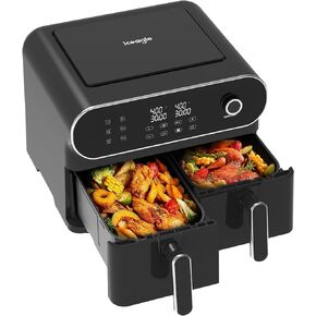 iceagle Dual Air Fryer 11 Quart - 6-in1 Airfryer with 2 Frying Baskets, Precise-control Knob | Sync & Dual Cook Functions to Ary Fry, Roast, Broil, Reheat and Dehydrate for Easy and Crispy Meals