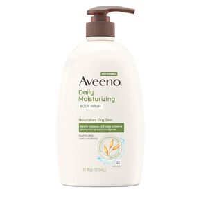 Aveeno Daily Moisturizing Body Wash for Dry & Sensitive Skin with Prebiotic Oat, Hydrating Oat Body Wash Nourishes Dry Skin & Gently Cleanses, Light Fragrance, Sulfate-Free, 33 fl. oz