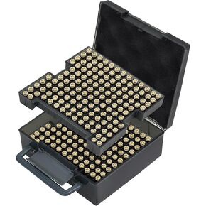 BRAPPO 282 Round Clear Ammo Box – Bullet Storage Case Compatible 9mm Luger, 9mm Parabellum, 9mm Makarov, .380 ACP, .32 ACP, .45 ACP, 30 Luger, and .32 S&W(Case Only)