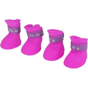 FILFEEL Pet Rain Shoes, Silicone Dog Cute Waterproof Boots Anti-Slip Protective (L Color)