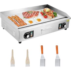 30Inch Electric Griddle，Commercial Electric Countertop Grill, Non-Stick Electric Grill Plate (With Plug), Adjustable Temperature Control 122°F-572°F, 1600W/110V