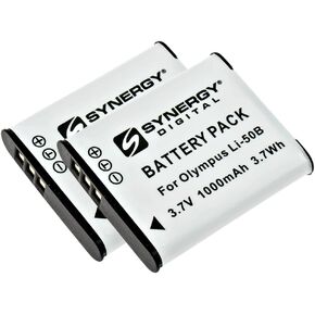 Synergy Digital Camera Battery, Compatible with Olympus Stylus Tough 8000 Digital Camera, (li-ion, 3.7V, 1000 mAh) Ultra Hi-Capacity, Replacement for Olympus LI-50B Battery