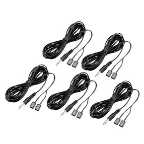 uxcell IR Infrared Emitter Extension Cable 9.8ft Long 45 Degree Emission Angle 3.5mm Jack Dual Black Head with Square Head 5pcs