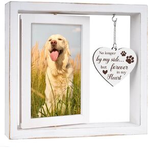Vetbuosa Dog Memorial Picture Frame,Dog Bereavement Gift,Pet Memorial Gifts For Dogs,Loss Of Dog Sympathy Gift,Dog Passing Away Gifts,Vintage Style Rotating Photo Frame Fits 4x6 In Photos