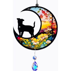 Acrylic Dog Memorial Suncatcher with Crystal Pendant, Pet Loss Sympathy Gifts for Dog Lovers, Personalized Memorial Gifts with Dog’s Name, Bereavement and Remembrance Gift(Dog Sunset)