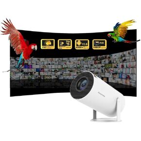 1 Vision Beam Projector, Smart Mini 180° Rotate Projector, Support 4K 1080P Full HD WiFi6 BT5.2 100" Screen, Compatible with Smartphone/TV Stick/PS4/PC/Laoptop Outdoor&Indoor Use
