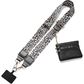 Clip and Go Strap for Phone with Wallet Crossbody, Phone Strap with Wallet, Phone Strap Crossbody with Zipper Pouch Wallet (Black)