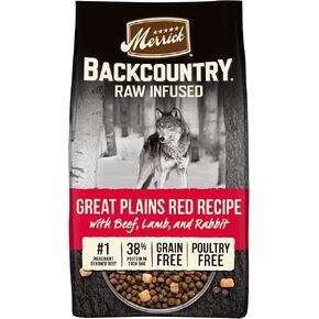 Merrick Backcountry Grain Free Dry Adult Dog Food Kibble with Freeze Dried Raw Pieces, Great Plains Red Recipe - 20.0 Lb. Bag
