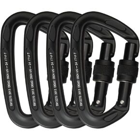 24kN UIAA Certified - D Shaped Screw Lock Heavy Duty Aluminum Clip, Professional Screw-gate Locking Clip for Outdoor Climbing, Mountaineering, Rappelling, Rescue, Swing etc.