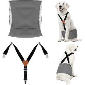 Premium Reusable Dog Belly Bands for Male Dogs (2 Pack) - 1 Washable Dog Diapers Male & 1 Adjustable Suspenders for Urination Incontinence, Available in Small, Medium, Large (Brown S)