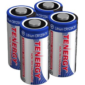 Tenergy 3V CR123A Lithium Battery, High Performance 1500mAh CR123A Cell Batteries PTC Protected for Cameras, Flashlight Replacement CR123A Batteries, 16-Pack (Non-Rechargeable)