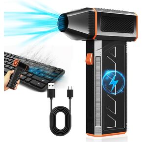 Compressed Air Duster - 130000RPM Electric Air Duster - 3 Gear Adjustable Cordless Jet Dry Blower - Mini Blower Turbo Fan - Rechargeable Air Duster for PC, Keyboard and Car