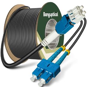 OD-5.0mm Outdoor 30ft (10m) Armored OS2 LC to SC Single Mode Fiber Cable, LC-SC Duplex Fiber Optic Patch Cable, 9/125um SMF, Black
