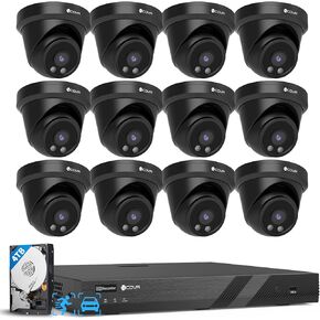 16 Channel Security Camera System, AI Human/Vehicle Detection, 16CH 8MP NVR 4TB HDD, 12Pcs 5MP Wired Commercial Dome PoE IP Camera IP67, Night Vision, Business Surveillance Outdoor, LY97AB5M1612