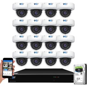GW Security 16 Channel NVR 4K 8MP PoE 2.8-12mm Varifocal Zoom Security Camera System with 16 x 4K 8MP IP Microphone Waterproof Smart AI Dome Camera, Face Recognition/Human/Vehicle Detection