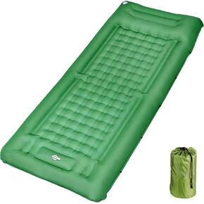 Self-Inflatable Sleeping Pad, 5" Ultra-Thick Sleeping Mattress with Pillow Built-in Foot Pump, Waterproof Camping Pad with Storage Bag, Easy Roll Up Portable Sleeping Mat for Tent,Car,Hiking